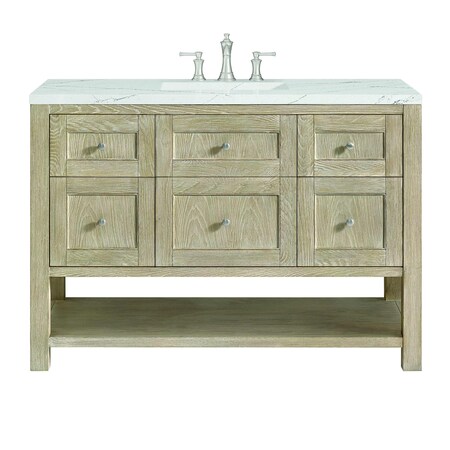 James Martin Vanities 48'' Single Vanity, Whitewashed Oak w/ 3 CM Ethereal Noctis Quartz Top 330-V48-WWO-3ENC